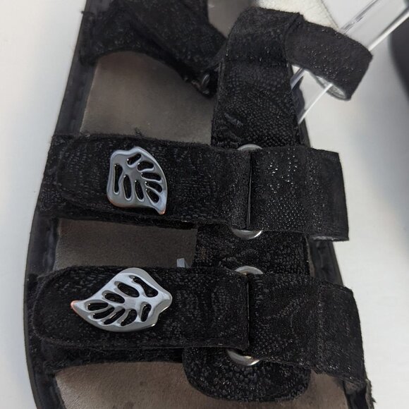 Alegria Kleo Comfort Black Silver Leaf Platform Sandals Gladiator Size 41 - Picture 5 of 12